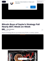 Bitcoin Buys of Saylor's Strategy Fall Nearly 80% Week-on-Week - U.Today