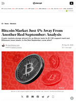 Bitcoin Market Just 4% Away From Another Red September: Analysis - Decrypt