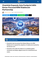 Chainlink Labs Joins Koren Won Stablecoin Alliance
