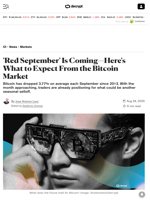 'Red September' Is Coming—Here's What to Expect From the Bitcoin Market - Decrypt