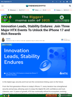 Innovation Leads, Stability Endures: Join Three Major HTX Events To Unlock the iPhone 17 and Rich Rewards