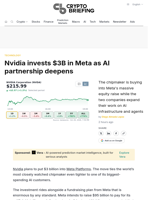 Nvidia invests $3B in Meta as AI partnership deepens