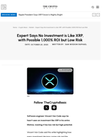 Expert Says No Investment is Like XRP, with Possible 1,000% ROI but Low Risk