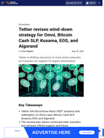 Tether revises wind-down strategy for Omni, Bitcoin Cash SLP, Kusama, EOS, and Algorand