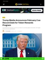 Trump Media Announces February 2 as Record Date for Token Rewards Program