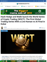 Hash Hedge and Walbi launch the World Series of Crypto Trading (WSCT): The First Global Trading Series With a Live Human vs AI Final in Dubai