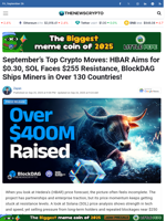 September’s Top Crypto Moves: HBAR Aims for $0.30, SOL Faces $255 Resistance, BlockDAG Ships Miners in Over 130 Countries!