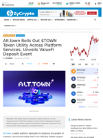 Alt.town Rolls Out $TOWN Token Utility Across Platform Services, Unveils ValueFi Deposit Event