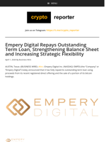 Empery Digital Repays Outstanding Term Loan, Strengthening Balance Sheet and Increasing Strategic Flexibility