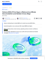 SOL Price Eyes Rebound as Whale Buying and Golden Cross Align