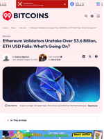 Ethereum Validators Unstake Over $3.6 Billion, ETH USD Falls