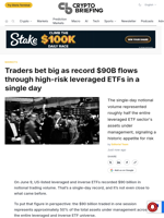 Traders bet big as record $90B flows through high-risk leveraged ETFs in a single day