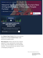 Marjorie Taylor Greene Slams Trump’s New Immigration Policy: ‘It Will Leave People Furious’  - Benzinga