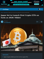 Japan Set to Launch First Crypto ETFs as Early as 2028: Nikkei
