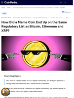 How Did a Meme Coin End Up on the Same Regulatory List as Bitcoin, Ethereum and XRP?