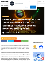 Solana Price Prediction: SOL On Track To Smash $200 This Summer As Altcoin Season Reaches Boiling Point! | Live Bitcoin News