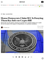 House Democrats Claim SEC Is Denying Them Key Info on Crypto Bill - Decrypt