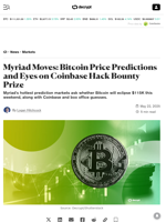 Myriad Moves: Bitcoin Price Predictions and Eyes on Coinbase Hack Bounty Prize - Decrypt