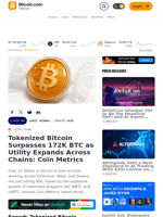 Tokenized Bitcoin Surpasses 172K BTC as Utility Expands Across Chains: Coin Metrics – Crypto News Bitcoin News