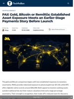 PAX Gold, Bitcoin or Remittix: Established Asset Exposure Meets an Earlier-Stage Payments Story Before Launch - TechBullion