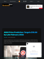 AVAX Price Prediction: Targets $15.50 by Late February 2026 - Blockchain.News