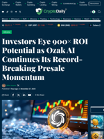 Investors Eye 900× ROI Potential as Ozak AI Continues Its Record-Breaking Presale Momentum - Crypto Daily