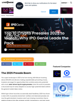 Top 10 Crypto Presales 2025 to Watch: Why IPO Genie Leads the Pack | Live Bitcoin News