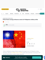 China flexes energy influence amid US-Philippines military drills