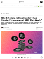 Why Is Solana Falling Harder Than Bitcoin, Ethereum and XRP This Week? - Decrypt