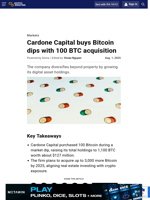 Cardone Capital buys Bitcoin dips with 100 BTC acquisition