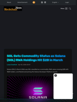 SOL Gets Commodity Status as Solana (SOL) RWA Holdings Hit $2B in March - Blockchain.News