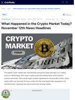 What Happened in the Crypto Market Today? November 12th News Headlines