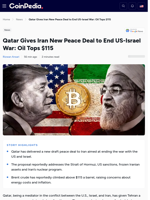Qatar Give Iran New Peace Deal to End US Israel War Oil Top $115