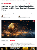 BitMine Immersion Wins Shareholder Backing to Lift Share Cap for Ethereum Push - Coinspeaker