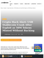 Crypto Hack Alert: USR Stablecoin Crash After Exploit as 50M Tokens Minted Without Backing | Live Bitcoin News