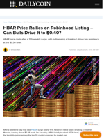 HBAR Price Rallies on Robinhood Listing - Can Bulls Drive It to $0.40? - DailyCoin