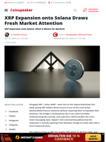 XRP Expansion onto Solana Draws Fresh Market Attention - Coinspeaker