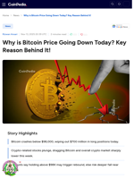 Why is Bitcoin Price Going Down Today? Key Reason Behind It!
