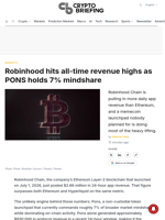 Robinhood hits all-time revenue highs as PONS holds 7% mindshare