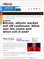 Bitcoin, altcoin market sell off continues: What was the cause and when will it end? - The Crypto News Wire