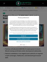 Pakistan Turns 2,000 MW of Surplus Energy Into Bitcoin and AI Push - Crypto News Flash