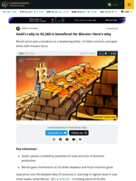 Gold climbing to new record highs bodes well for the price of Bitcoin