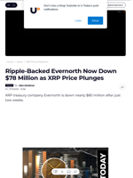 Ripple-Backed Evernorth Now Down $78 Million as XRP Price Plunges - U.Today