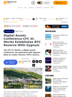 Digital Assets Conference CFC St. Moritz Establishes BTC Reserve With Sygnum – News Bytes Bitcoin News