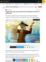 Crypto bills stack up across the US, from Bitcoin reserves to task forces