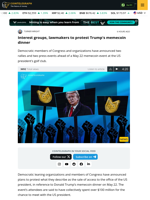 Interest groups, lawmakers to protest Trump's memecoin dinner