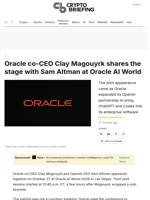 Oracle co-CEO Clay Magouyrk shares the stage with Sam Altman at Oracle AI World
