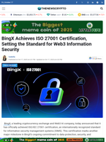 BingX Achieves ISO 27001 Certification, Setting the Standard for Web3 Information Security
