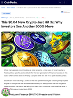 This $0.04 New Crypto Just Hit 3x: Why Investors See Another 500% Move
