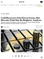 Gold Reasserts Safe Haven Status, But Bitcoin's Path May Be Brighter: Analysts - Decrypt